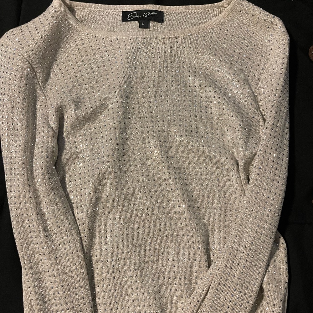 Chic Beige Sweater with Sparkle Detail